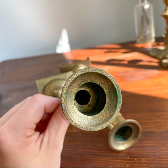 Pair of Matching Brass Candlestick Holders - Picture 3 of 10